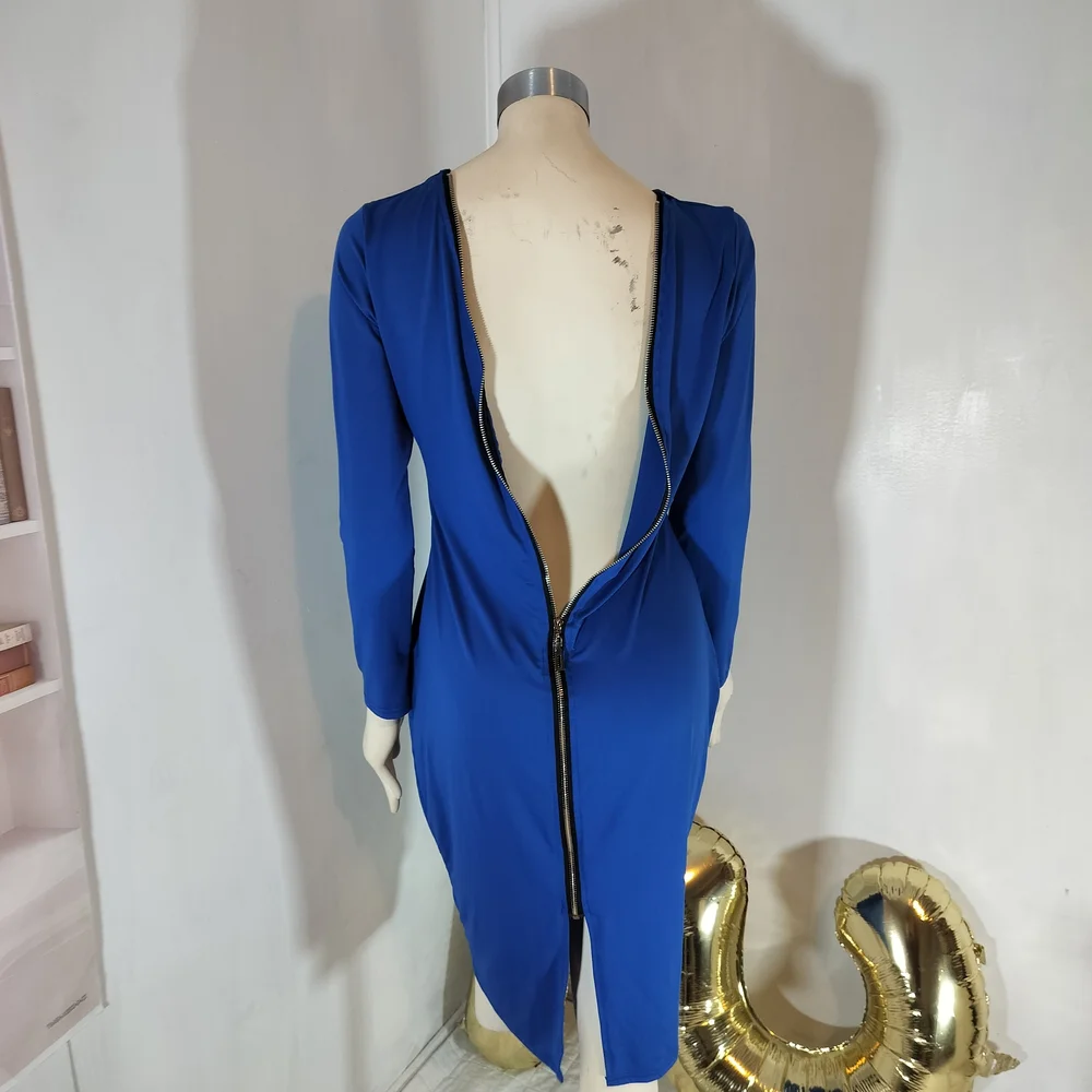 & Other Stories Royal Blue Long Sleeve Dress - Picture 4 of 9